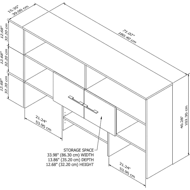 Holzschreibtischaufsatz mit Schrank und offenen Regalen, verschiedene Ausführungen