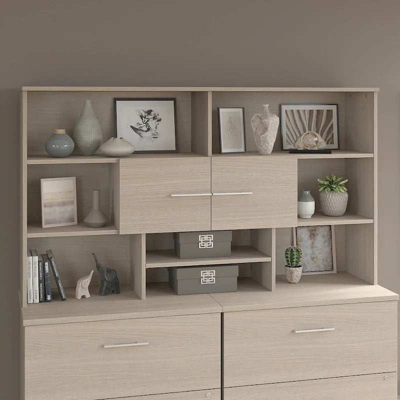 Holzschreibtischaufsatz mit Schrank und offenen Regalen, verschiedene Ausführungen