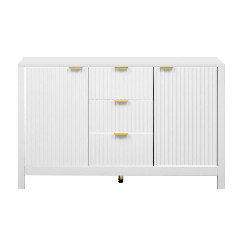 47.2" Sideboard-Buffetschrank mit Wellendesign, 3 Schubladen und verstellbaren Einlegeböden