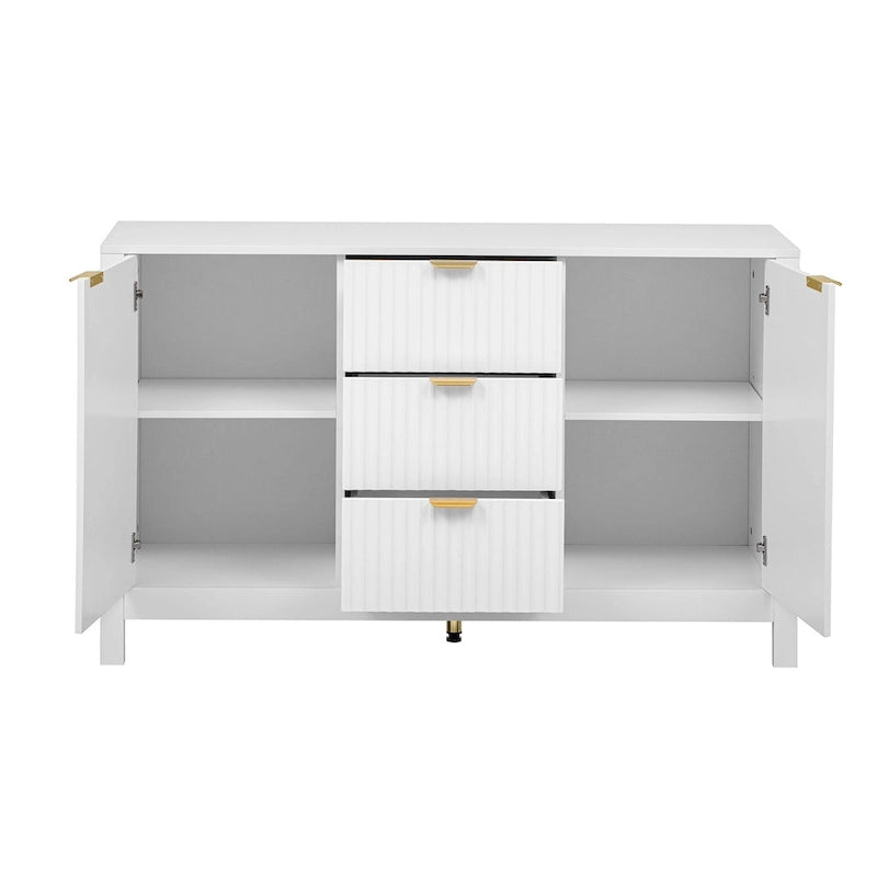 47.2" Sideboard-Buffetschrank mit Wellendesign, 3 Schubladen und verstellbaren Einlegeböden