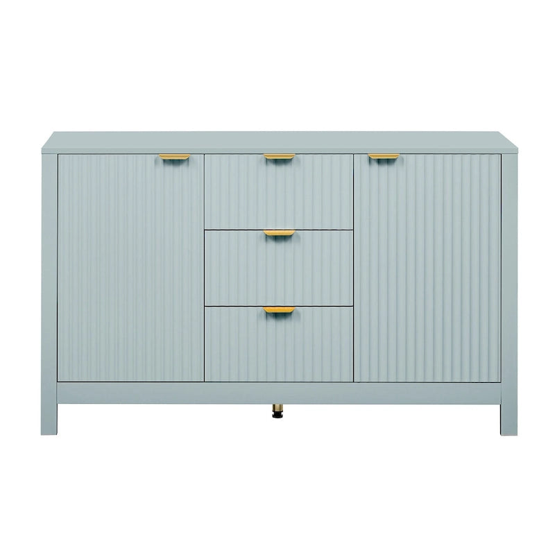 47.2" Sideboard-Buffetschrank mit Wellendesign, 3 Schubladen und verstellbaren Einlegeböden