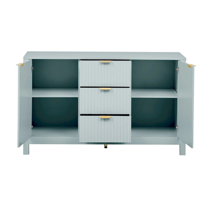 47.2" Sideboard-Buffetschrank mit Wellendesign, 3 Schubladen und verstellbaren Einlegeböden