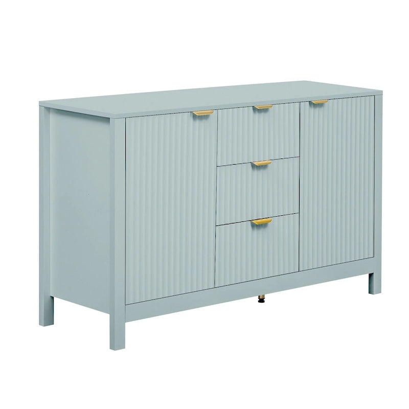 47.2" Sideboard-Buffetschrank mit Wellendesign, 3 Schubladen und verstellbaren Einlegeböden