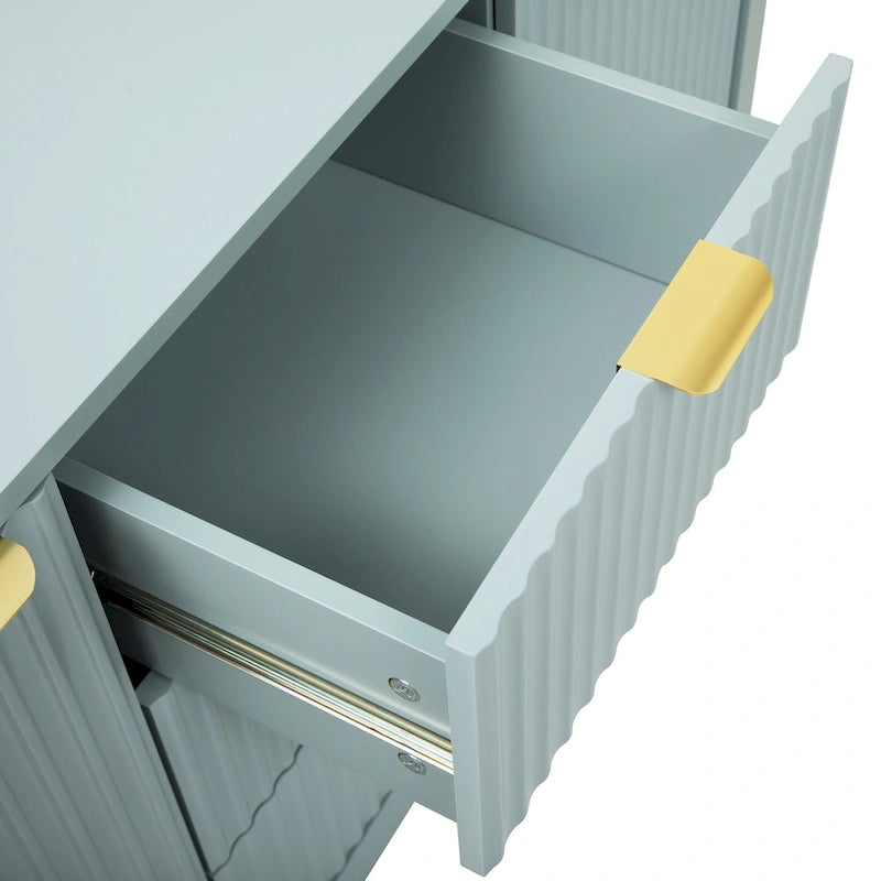 47.2" Sideboard-Buffetschrank mit Wellendesign, 3 Schubladen und verstellbaren Einlegeböden