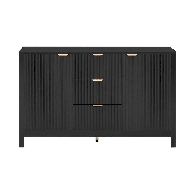 47.2" Sideboard-Buffetschrank mit Wellendesign, 3 Schubladen und verstellbaren Einlegeböden
