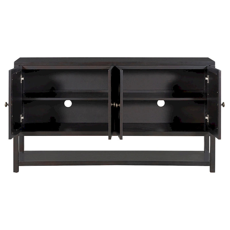 Retro-Konsolen-Sideboard mit Spiegeltüren und Akazienholzbeinen