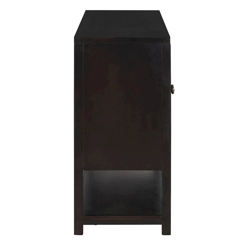 Retro-Konsolen-Sideboard mit Spiegeltüren und Akazienholzbeinen