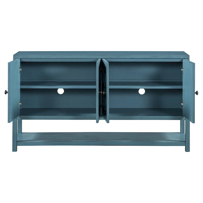 Retro-Konsolen-Sideboard mit Spiegeltüren und Akazienholzbeinen