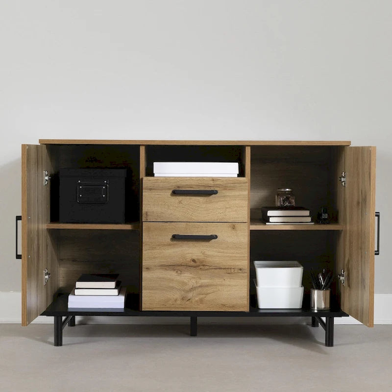 Home-Office-Sideboard mit Schublade für Hängeregistratur und verstellbarem Einlegeboden