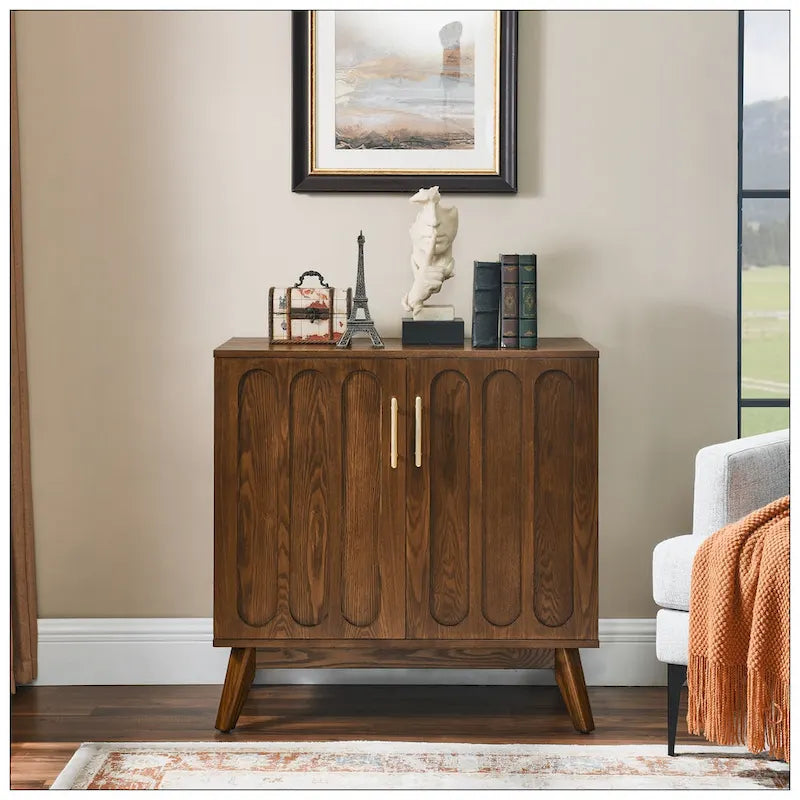 Mid-Century Modern Sideboard mit geriffelten Türen und verstellbaren Einlegeböden