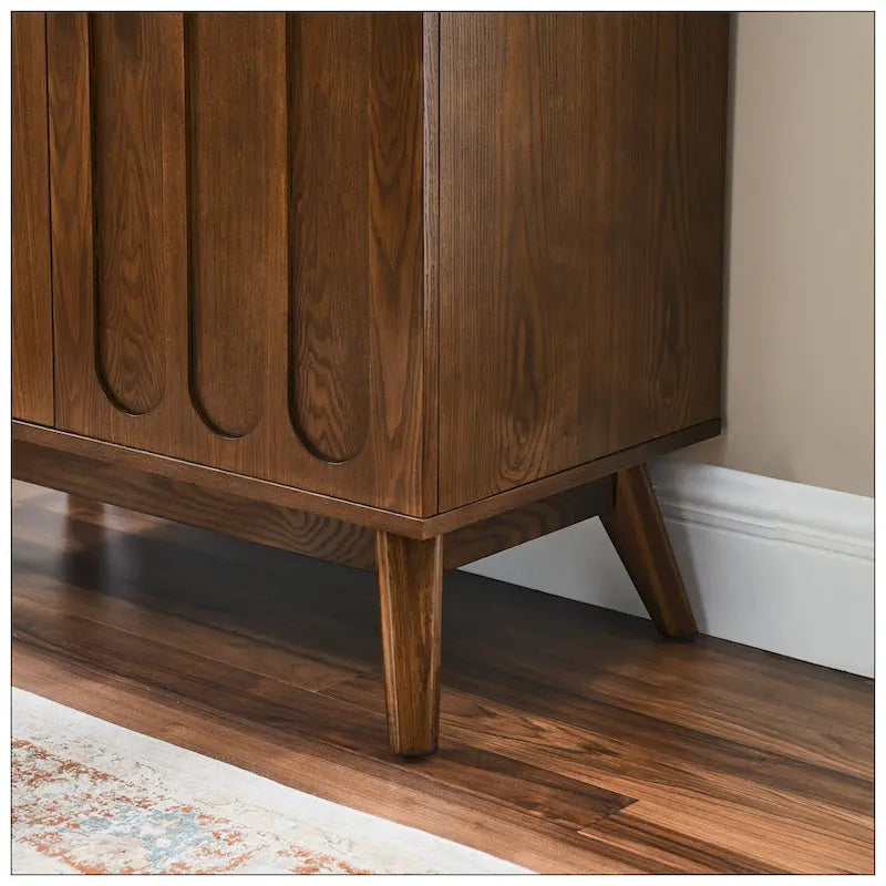 Mid-Century Modern Sideboard mit geriffelten Türen und verstellbaren Einlegeböden