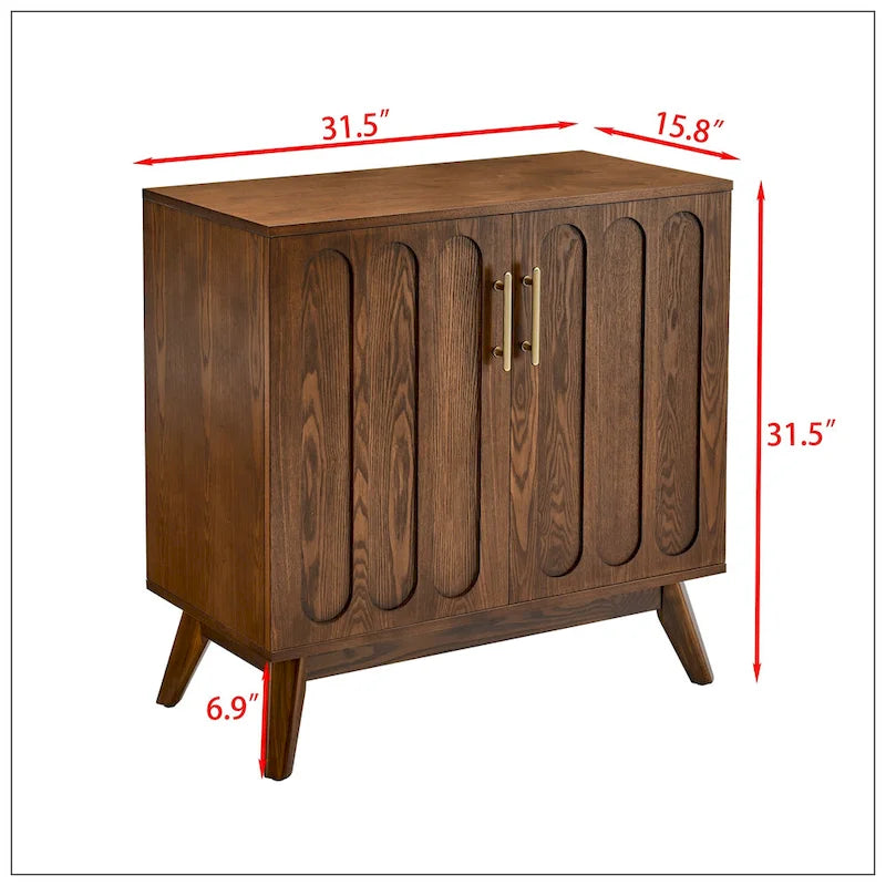 Mid-Century Modern Sideboard mit geriffelten Türen und verstellbaren Einlegeböden
