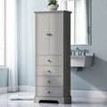 Freistehender weißer Badezimmerschrank mit 4 Schubladen und 2 Türen, verstellbarem Regal, wasserdichter MDF-Aufbewahrungseinheit