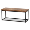 Moderne Akzentbank aus Holz und Metall, Walnussbraun
