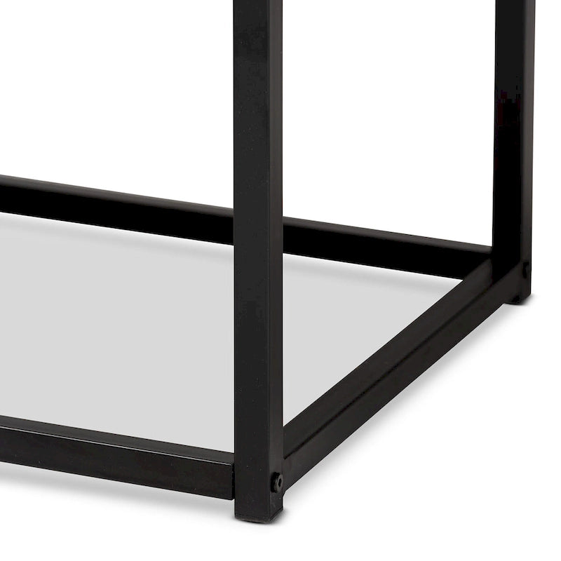Moderne Akzentbank aus Holz und Metall, Walnussbraun