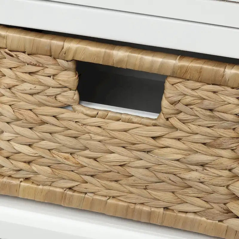 Aufbewahrungsbank mit Schubladen und Rattan-Körben, Flursitzbank für Schuhe