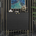 80 cm breiter, hochglänzender Schrank mit 2 Türen und goldenen Metallbeinen