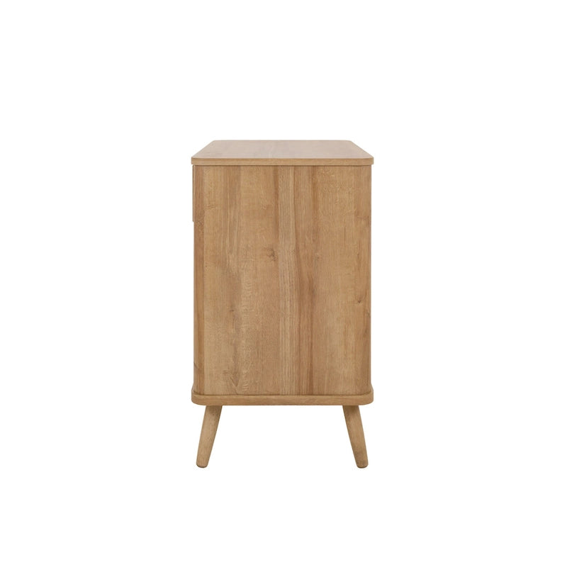 Rattan kleiner Schrank mit 1 Schublade und 2 Türen, Eiche Natur