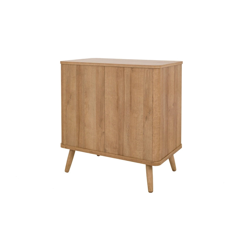 Rattan kleiner Schrank mit 1 Schublade und 2 Türen, Eiche Natur