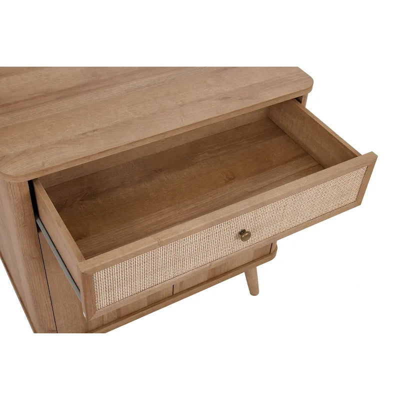 Rattan kleiner Schrank mit 1 Schublade und 2 Türen, Eiche Natur