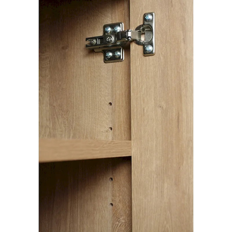 Rattan kleiner Schrank mit 1 Schublade und 2 Türen, Eiche Natur