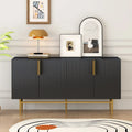 4-türiges Sideboard-Buffetschrank mit goldenen Metallgriffen