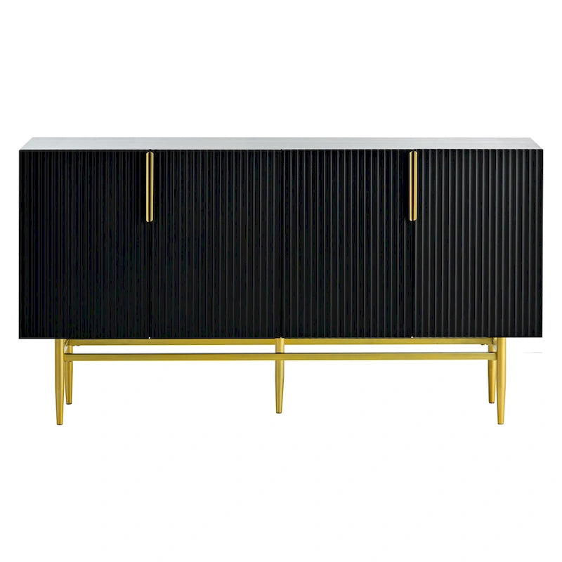 4-türiges Sideboard-Buffetschrank mit goldenen Metallgriffen