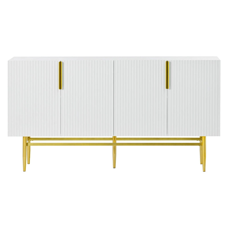 4-türiges Sideboard-Buffetschrank mit goldenen Metallgriffen