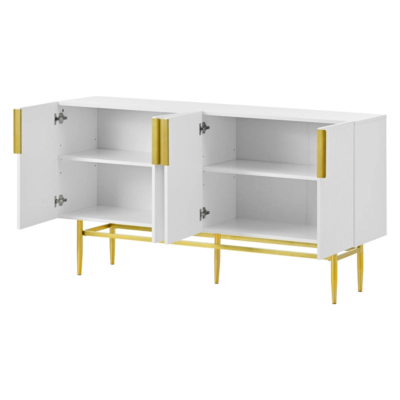 4-türiges Sideboard-Buffetschrank mit goldenen Metallgriffen