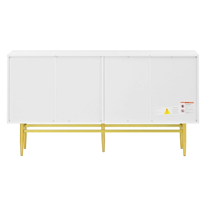 4-türiges Sideboard-Buffetschrank mit goldenen Metallgriffen