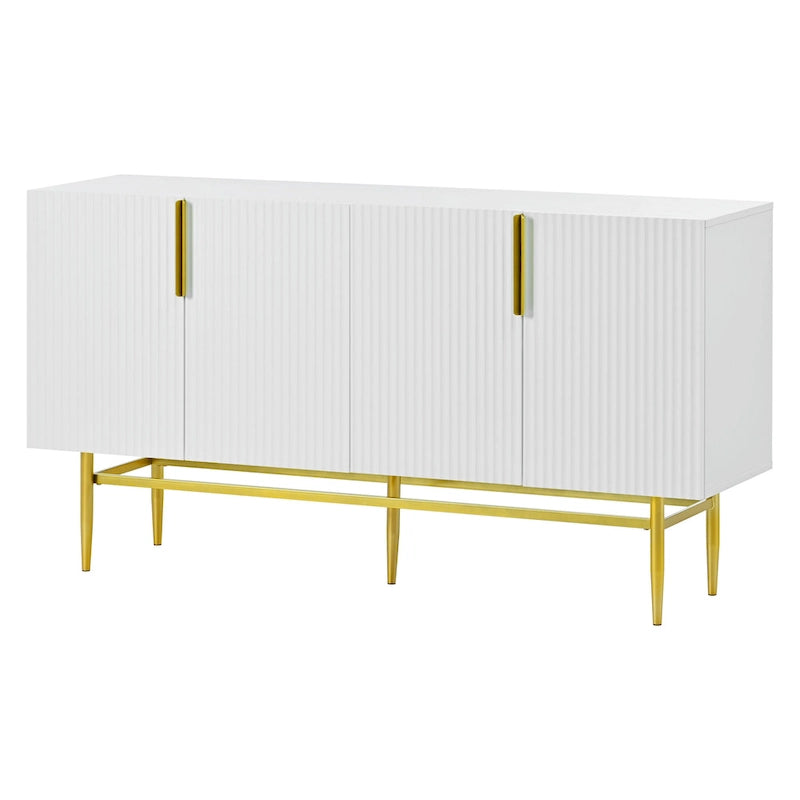 4-türiges Sideboard-Buffetschrank mit goldenen Metallgriffen