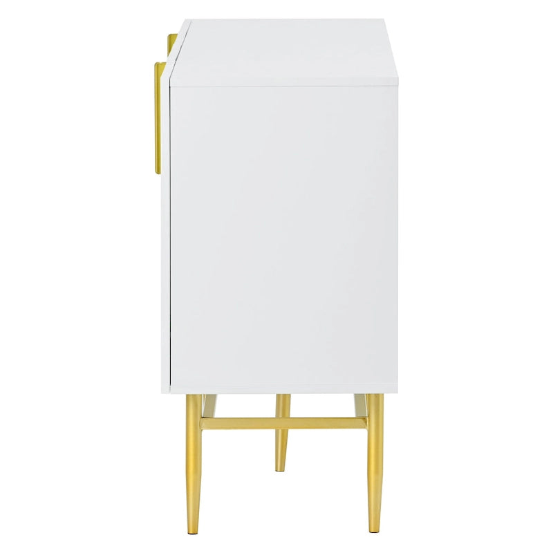 4-türiges Sideboard-Buffetschrank mit goldenen Metallgriffen