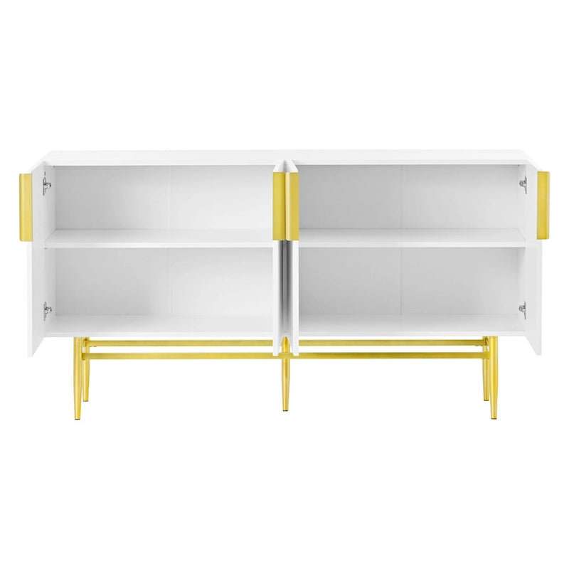 4-türiges Sideboard-Buffetschrank mit goldenen Metallgriffen
