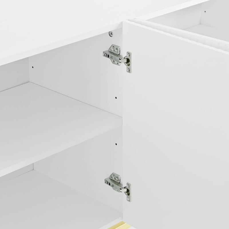 4-türiges Sideboard-Buffetschrank mit goldenen Metallgriffen