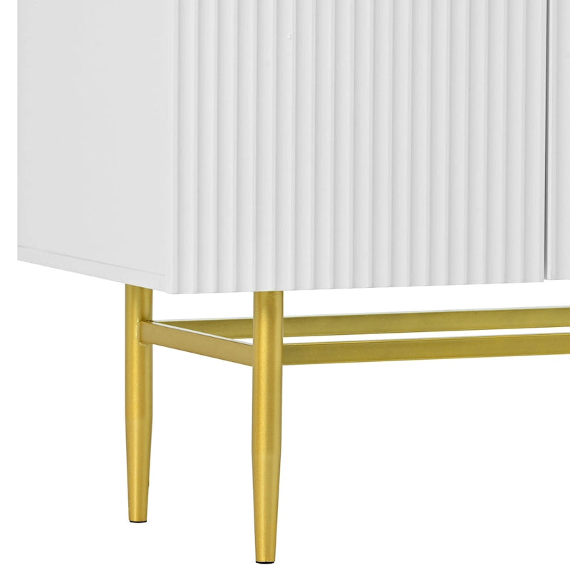 4-türiges Sideboard-Buffetschrank mit goldenen Metallgriffen