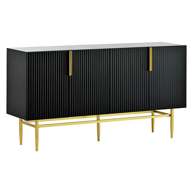4-türiges Sideboard-Buffetschrank mit goldenen Metallgriffen