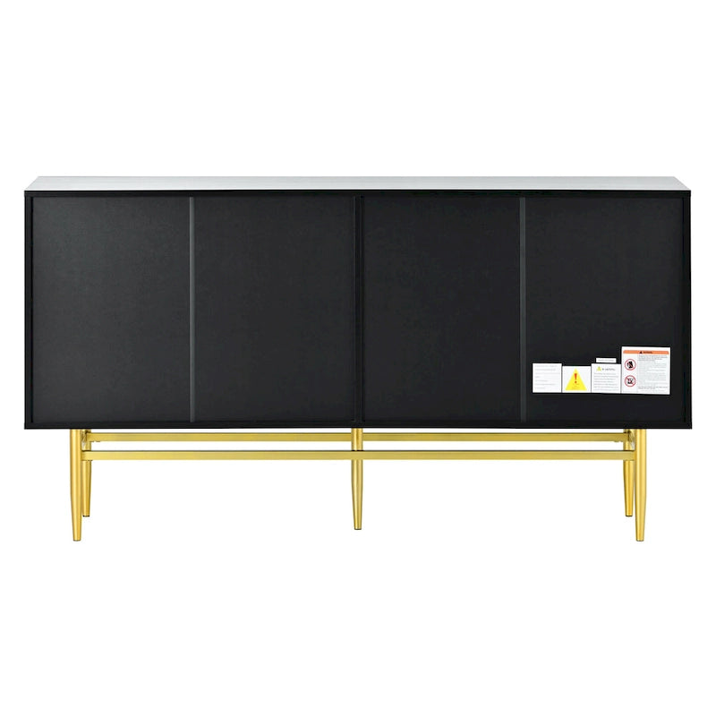 4-türiges Sideboard-Buffetschrank mit goldenen Metallgriffen