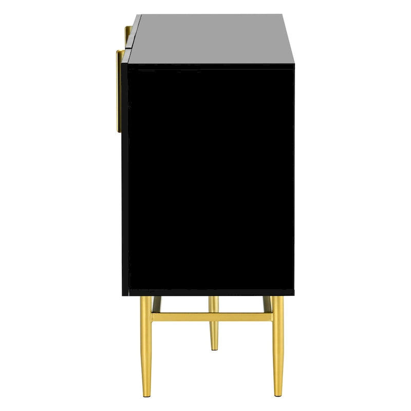 4-türiges Sideboard-Buffetschrank mit goldenen Metallgriffen