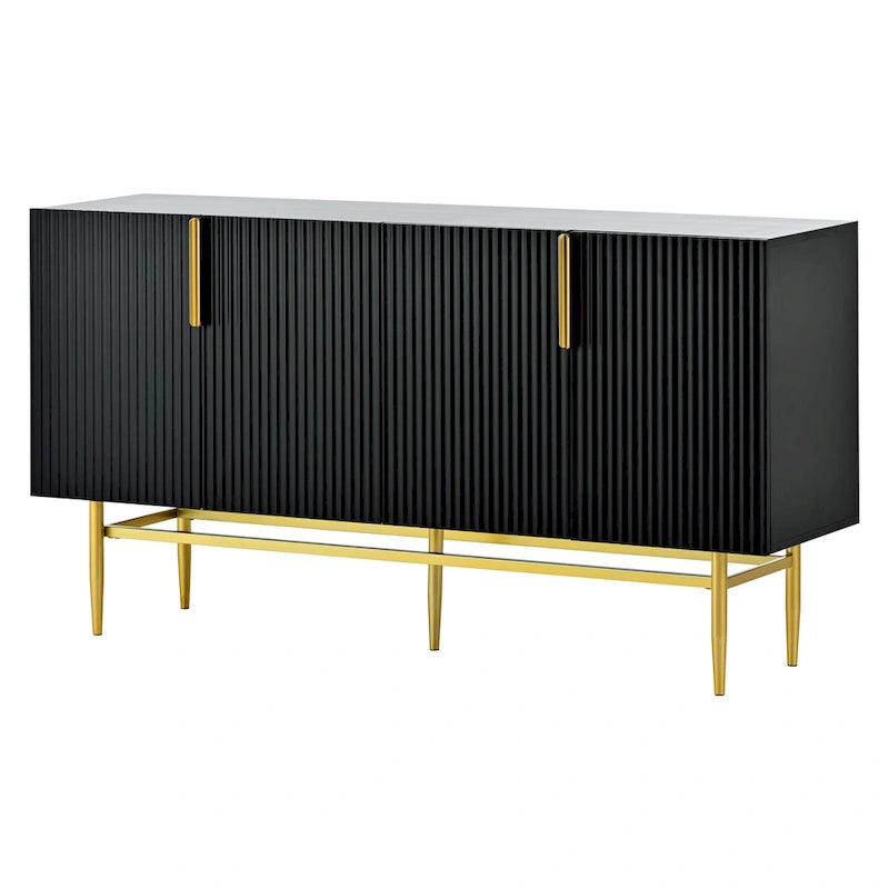 4-türiges Sideboard-Buffetschrank mit goldenen Metallgriffen