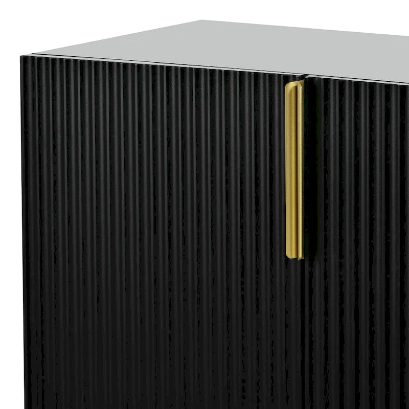 4-türiges Sideboard-Buffetschrank mit goldenen Metallgriffen
