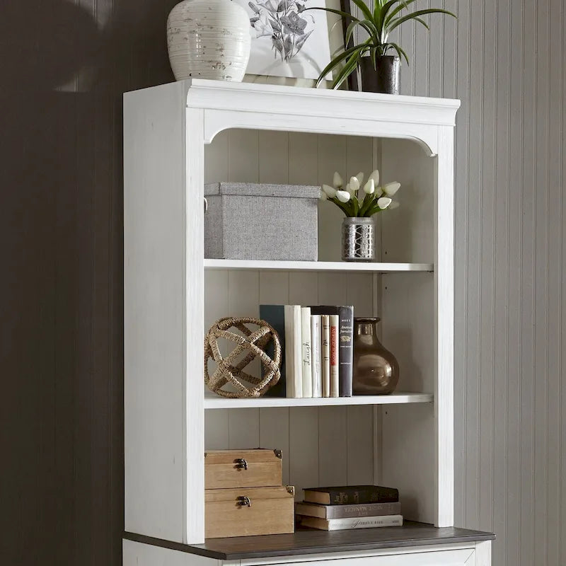 Drahtgebürsteter White & Charcoal Aktenschrankaufsatz