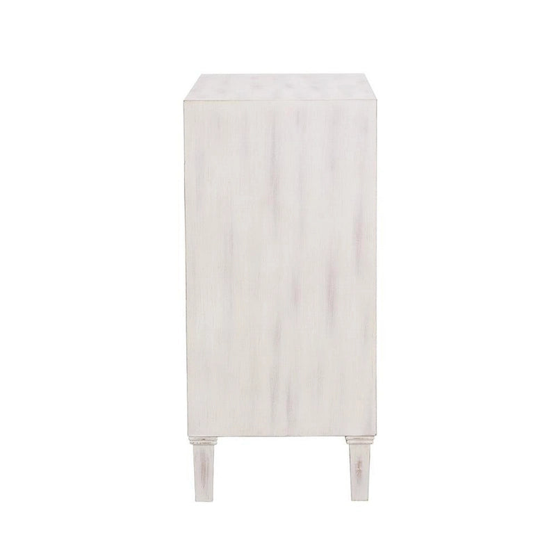 2-türiger Holzschrank mit Blumenornamenten, Used-Look Weiß gewaschen