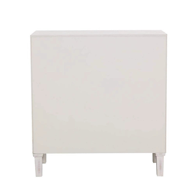 2-türiger Holzschrank mit Blumenornamenten, Used-Look Weiß gewaschen