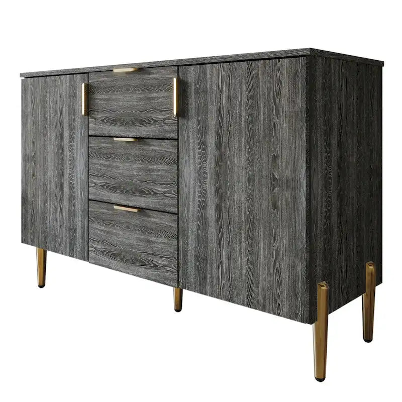 Luxuriöses Sideboard mit klaren Linien und goldenen Beinen