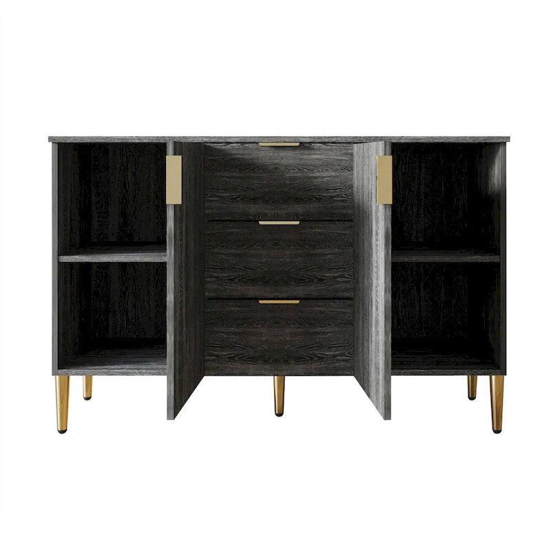 Luxuriöses Sideboard mit klaren Linien und goldenen Beinen