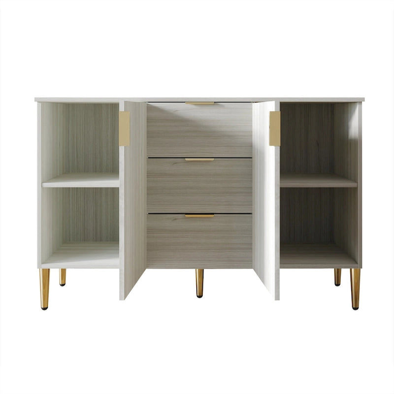 Luxuriöses Sideboard mit klaren Linien und goldenen Beinen