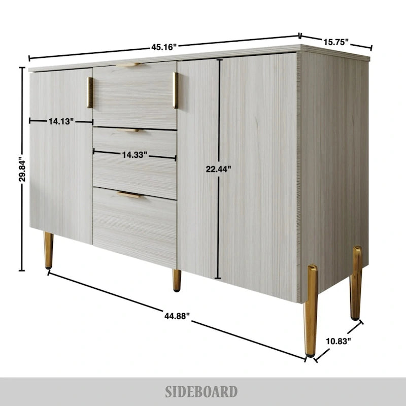 Luxuriöses Sideboard mit klaren Linien und goldenen Beinen