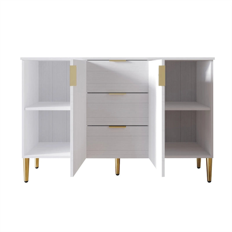 Luxuriöses Sideboard mit klaren Linien und goldenen Beinen