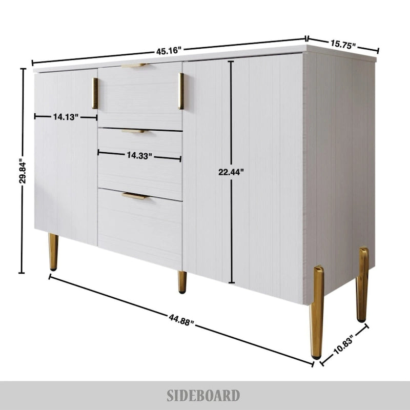 Luxuriöses Sideboard mit klaren Linien und goldenen Beinen