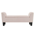 Cesar 55 Inch Ottoman Bench with Storage, Padded, Curved Arms, Pink Velvet